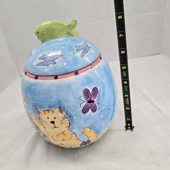 Hausenware Cat Kitten Butterfly Fish Birds Floral Ceramic Cookie Jar Vintage - Picture 15 of 16